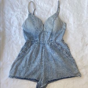 Acid Wash Denim Romper